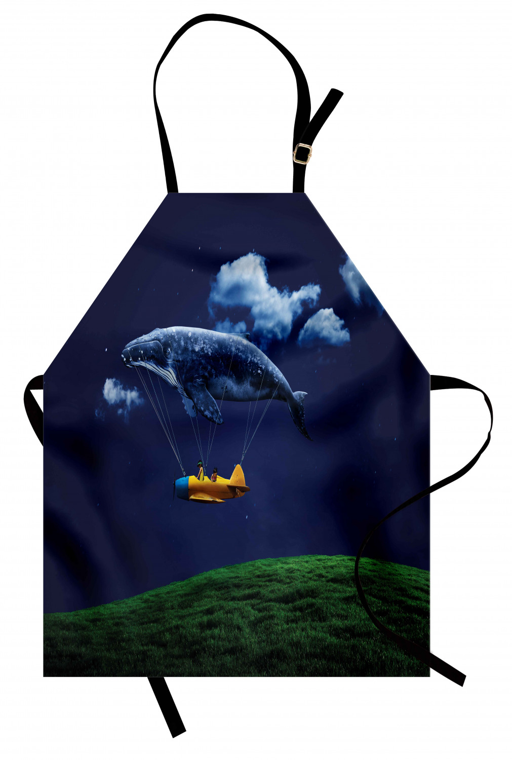 Nautical Whale Apron Unisex Kitchen Bib with Adjustable Neck Cooking