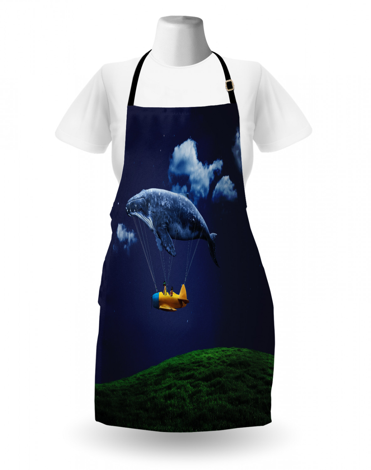 Nautical Whale Apron Unisex Kitchen Bib with Adjustable Neck Cooking