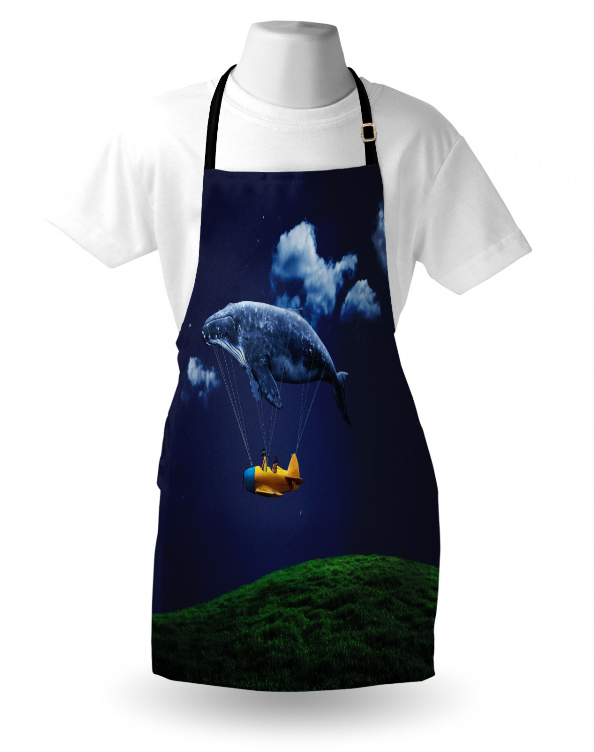 Nautical Whale Apron Unisex Kitchen Bib with Adjustable Neck Cooking