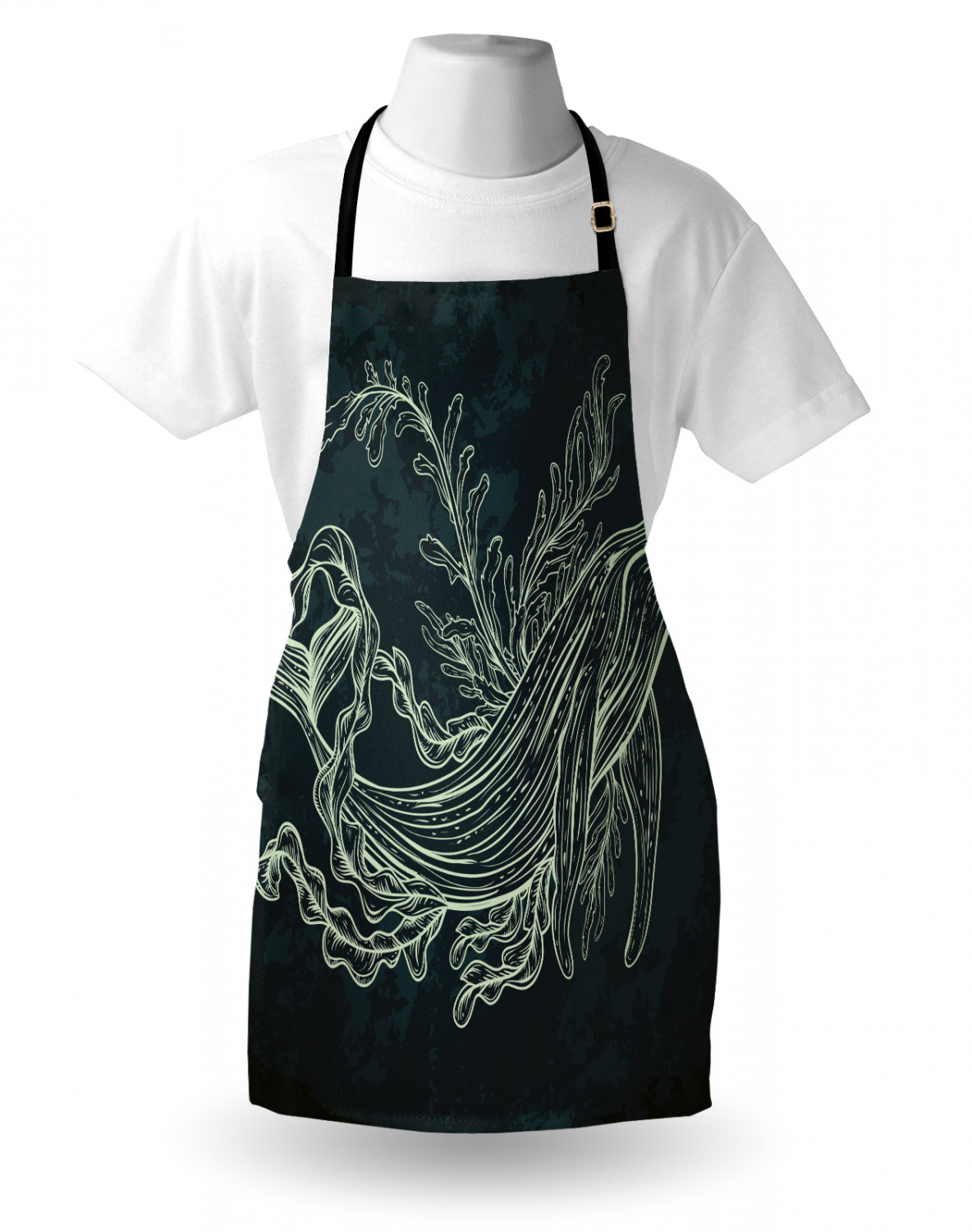 Nautical Whale Apron Unisex Kitchen Bib with Adjustable Neck Cooking