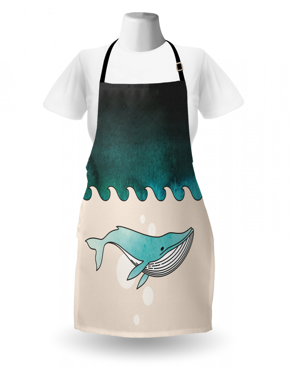 Nautical Whale Apron Unisex Kitchen Bib with Adjustable Neck Cooking