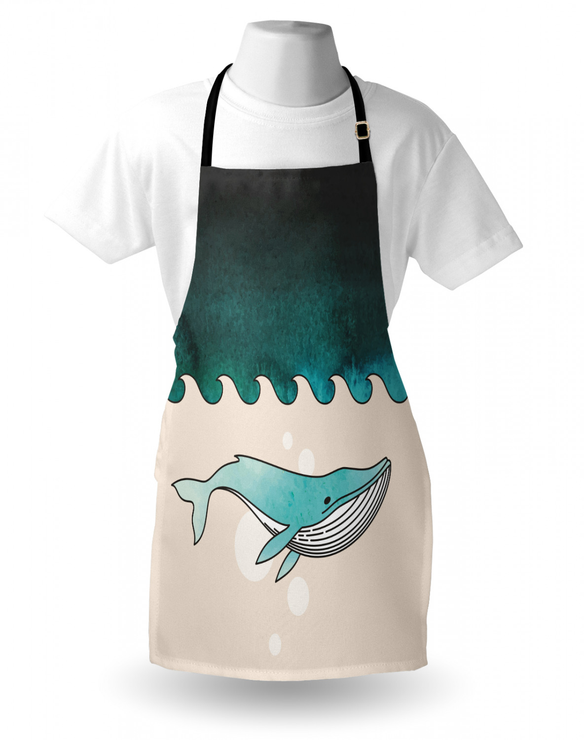 Nautical Whale Apron Unisex Kitchen Bib with Adjustable Neck Cooking