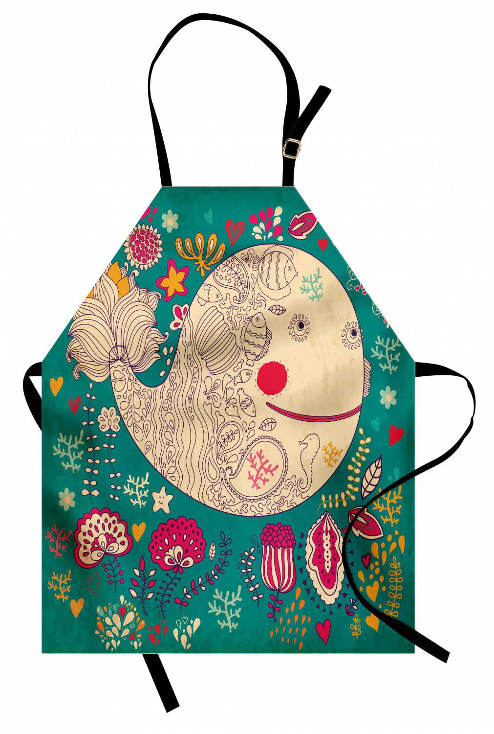 Nautical Whale Apron Unisex Kitchen Bib with Adjustable Neck Cooking