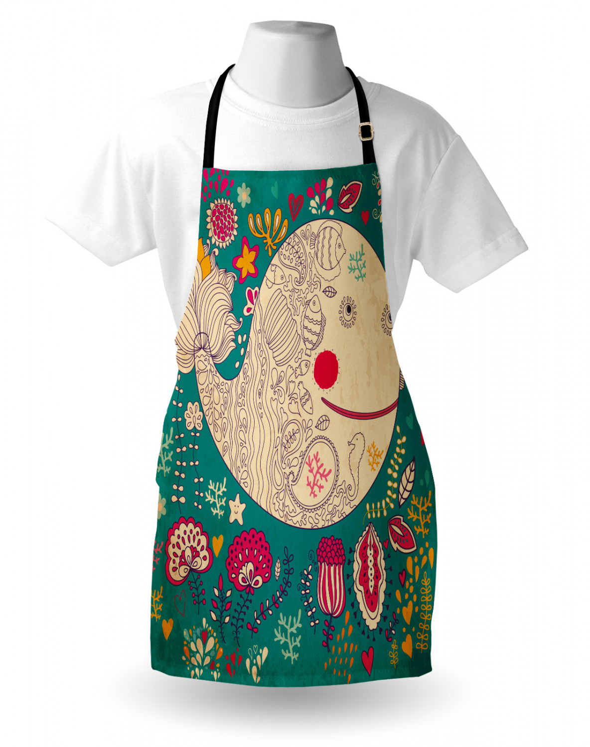 Nautical Whale Apron Unisex Kitchen Bib with Adjustable Neck Cooking