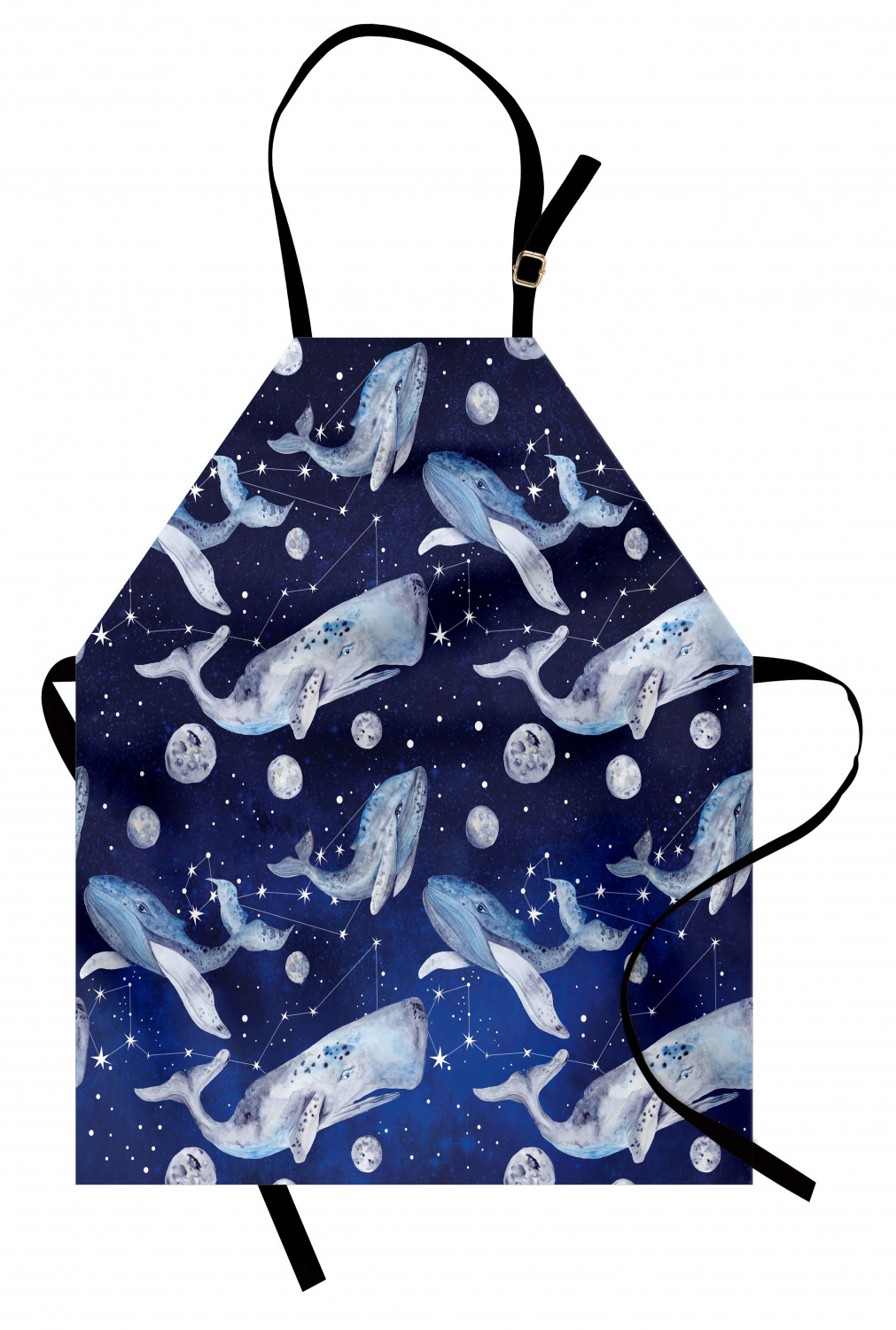 Nautical Whale Apron Unisex Kitchen Bib with Adjustable Neck Cooking