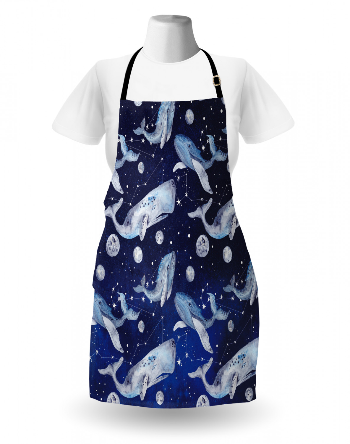 Nautical Whale Apron Unisex Kitchen Bib with Adjustable Neck Cooking