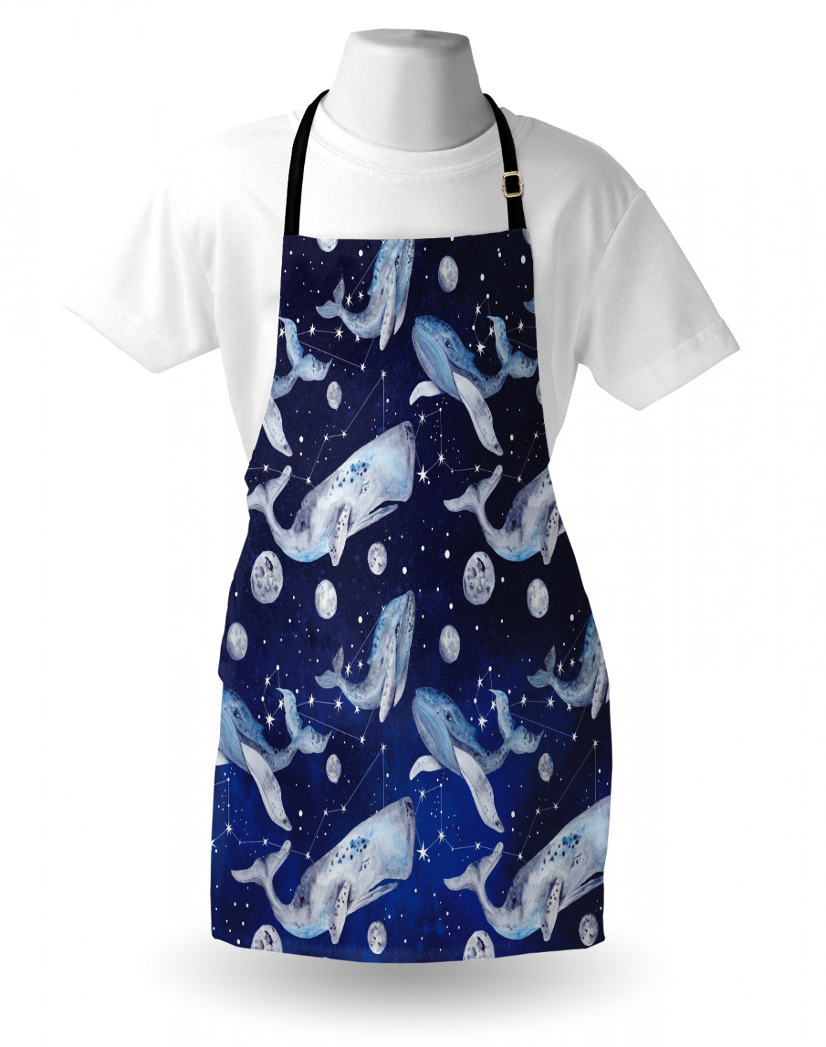 Nautical Whale Apron Unisex Kitchen Bib with Adjustable Neck Cooking