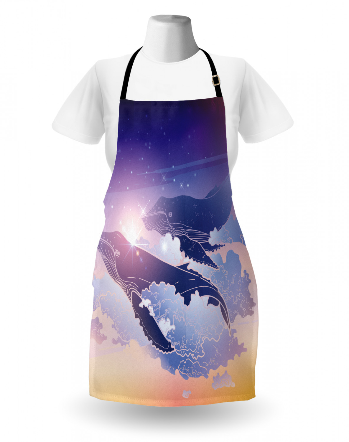 Nautical Whale Apron Unisex Kitchen Bib with Adjustable Neck Cooking