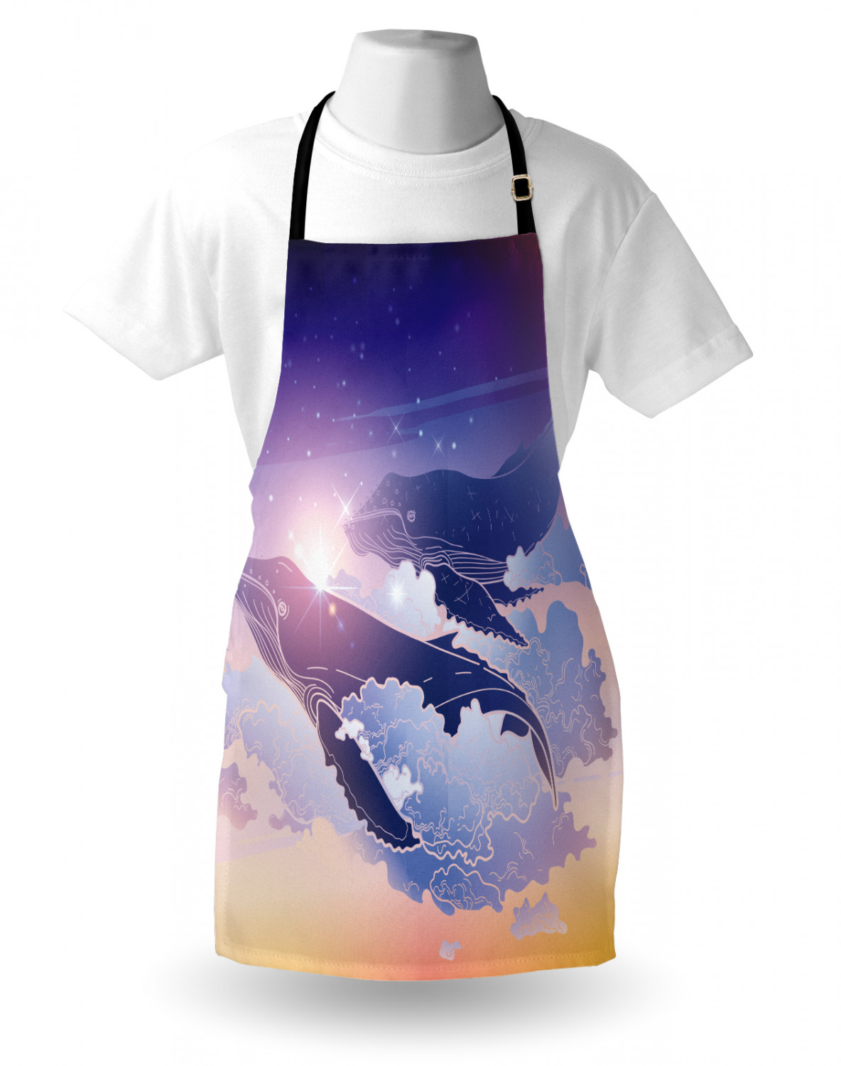 Nautical Whale Apron Unisex Kitchen Bib with Adjustable Neck Cooking