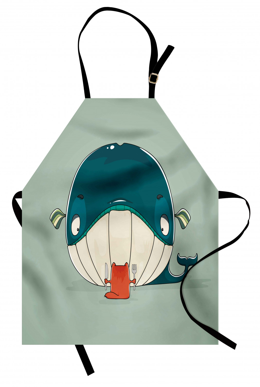 Nautical Whale Apron Unisex Kitchen Bib with Adjustable Neck Cooking