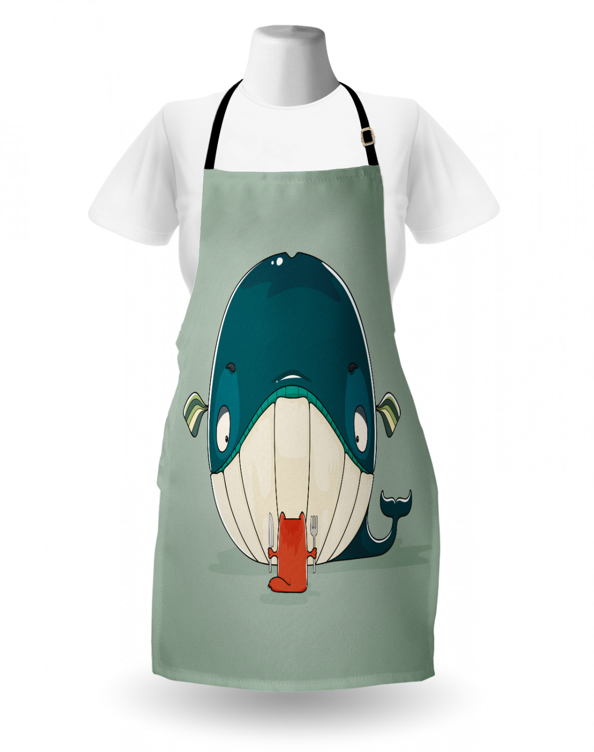 Nautical Whale Apron Unisex Kitchen Bib with Adjustable Neck Cooking