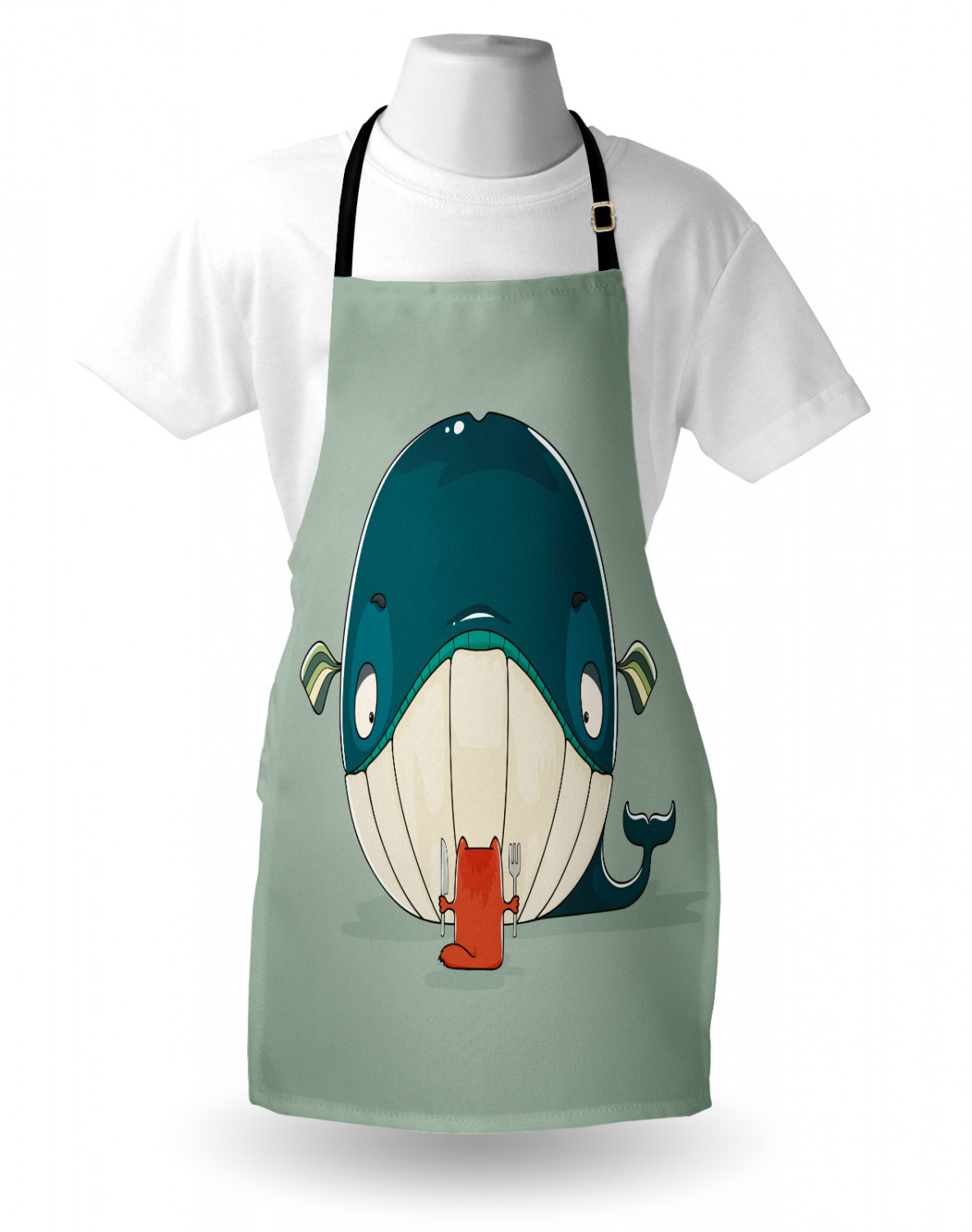 Nautical Whale Apron Unisex Kitchen Bib with Adjustable Neck Cooking