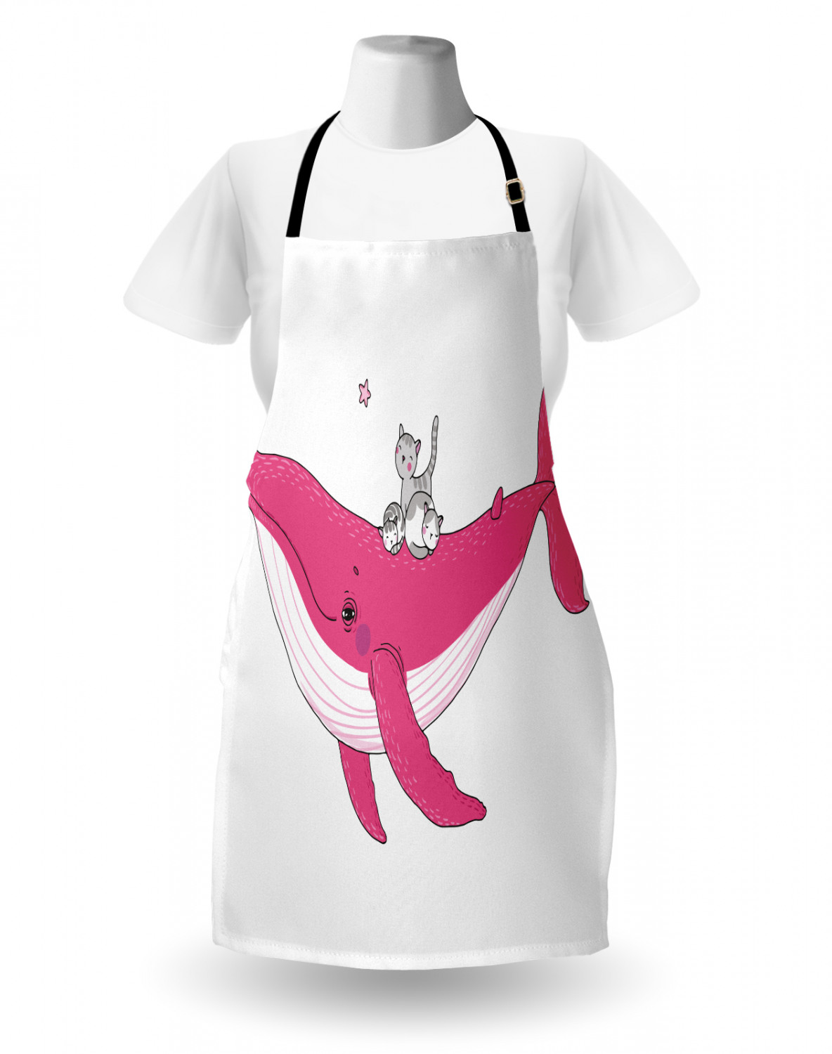 Nautical Whale Apron Unisex Kitchen Bib with Adjustable Neck Cooking