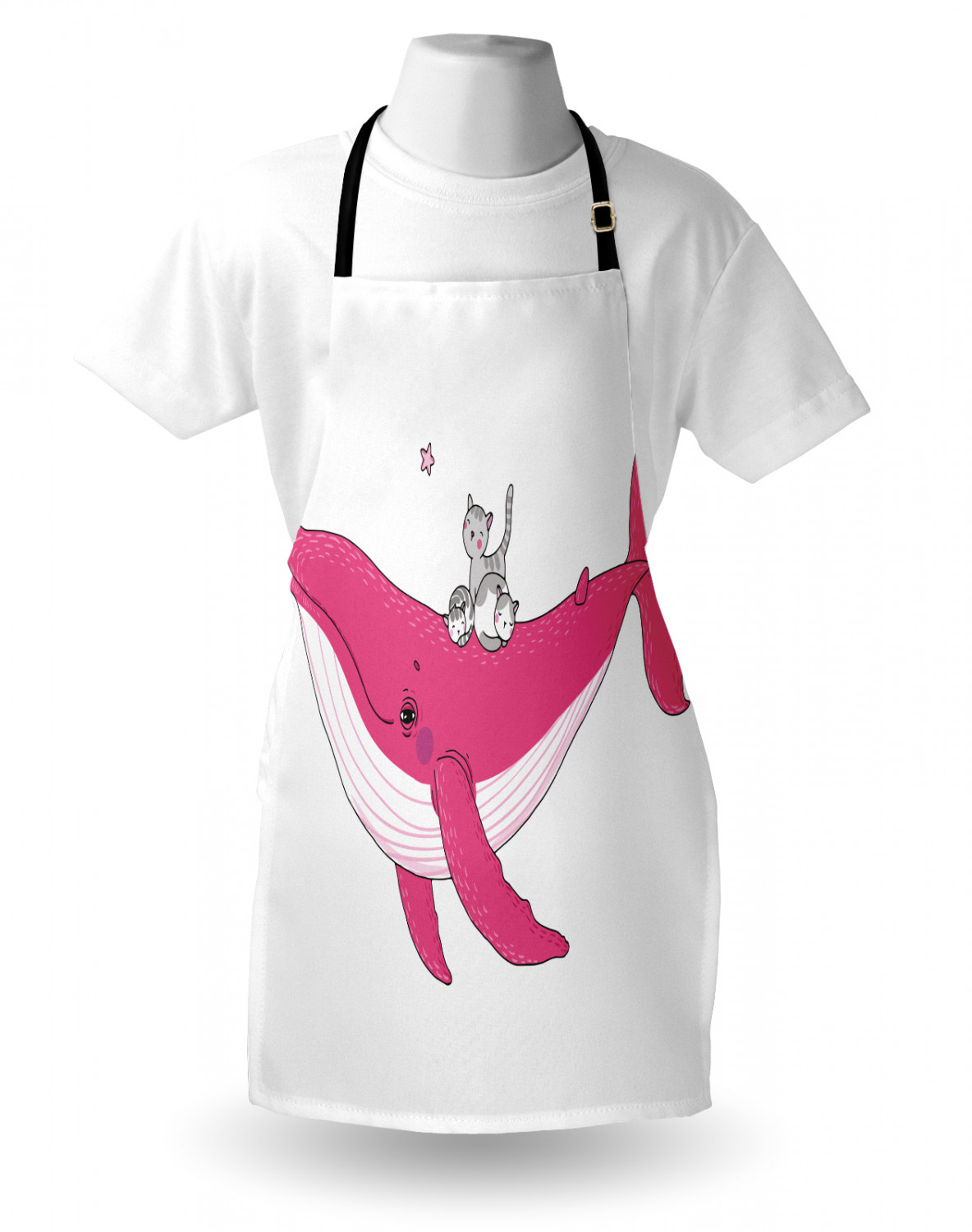 Nautical Whale Apron Unisex Kitchen Bib with Adjustable Neck Cooking