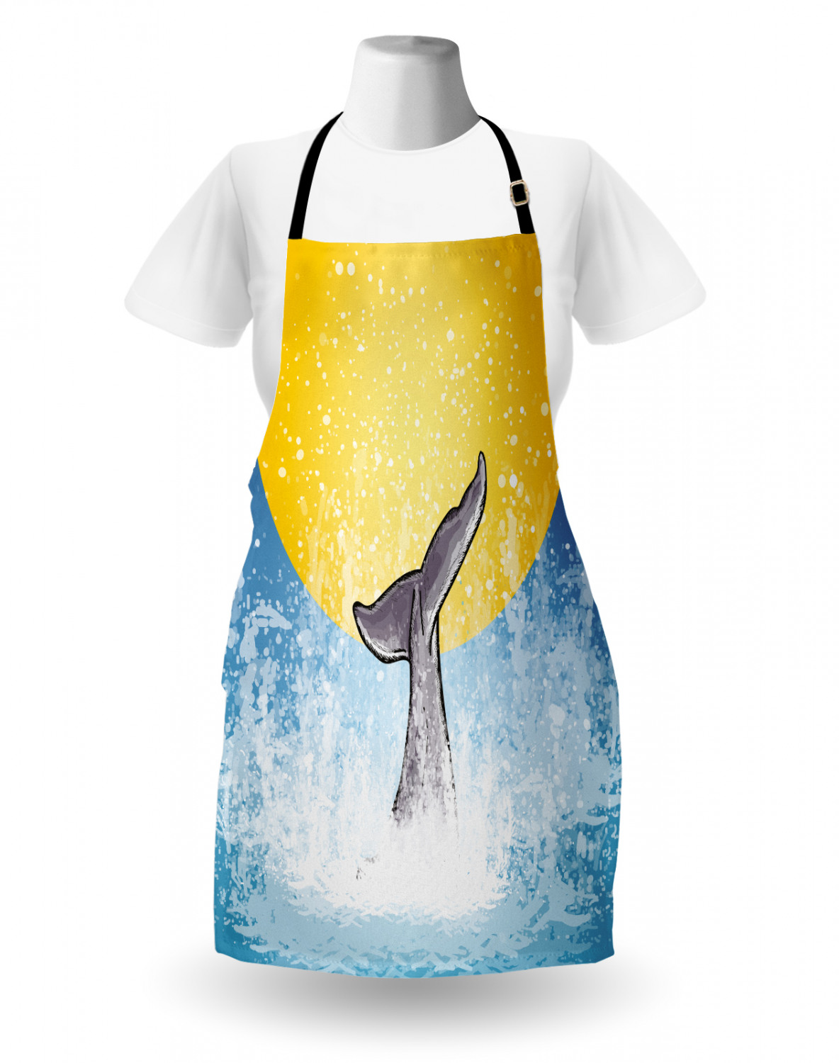 Nautical Whale Apron Unisex Kitchen Bib with Adjustable Neck Cooking