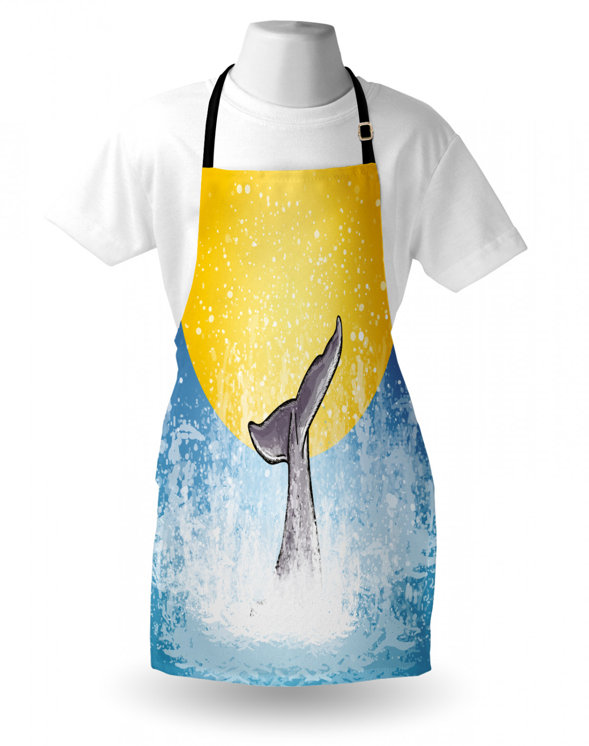 Nautical Whale Apron Unisex Kitchen Bib with Adjustable Neck Cooking