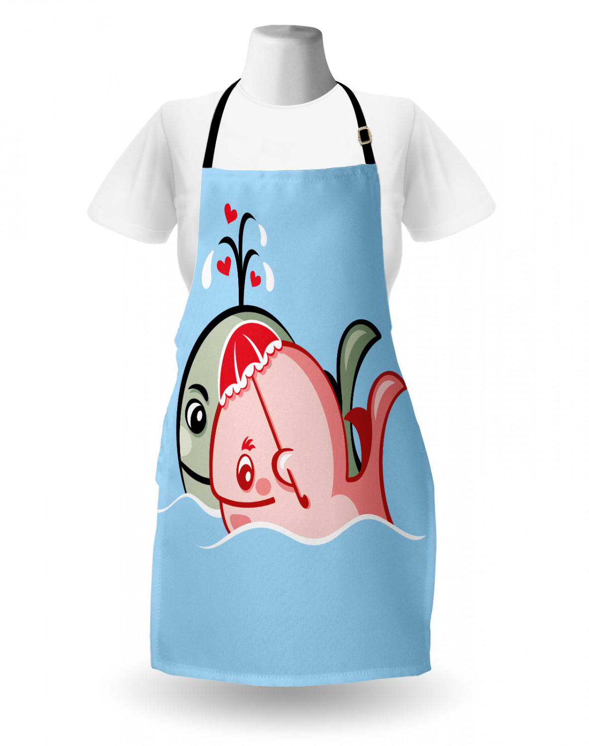 Nautical Whale Apron Unisex Kitchen Bib with Adjustable Neck Cooking