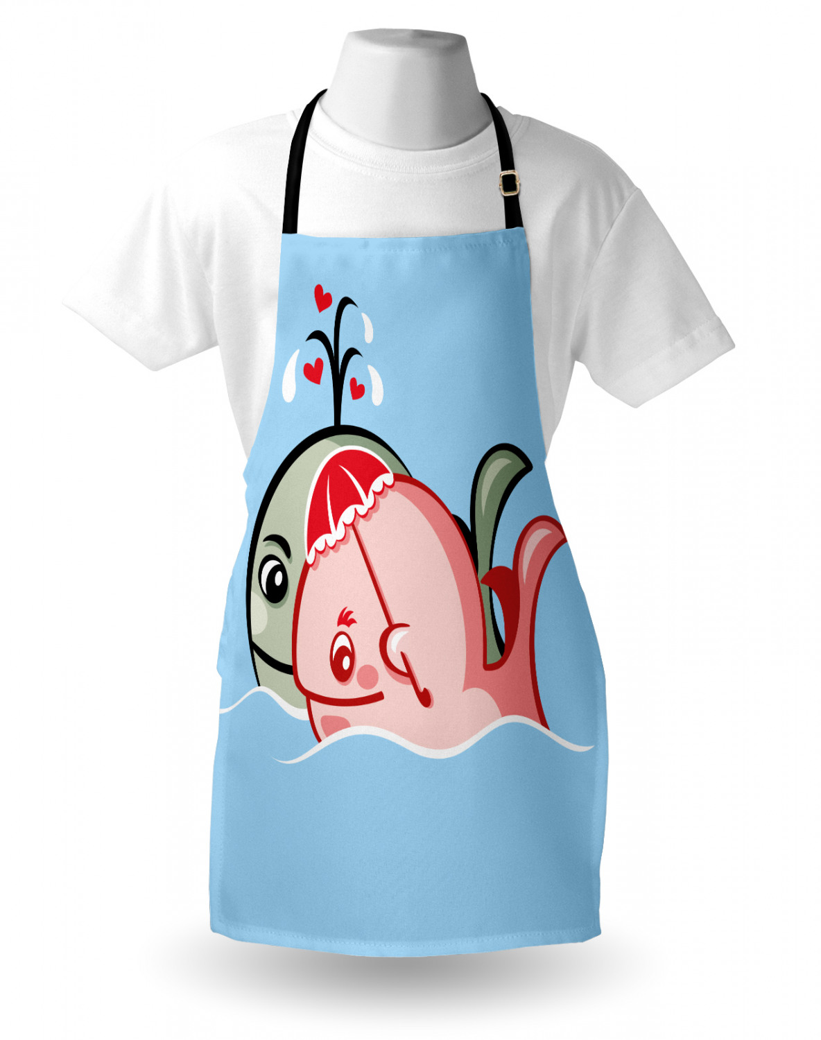 Nautical Whale Apron Unisex Kitchen Bib with Adjustable Neck Cooking