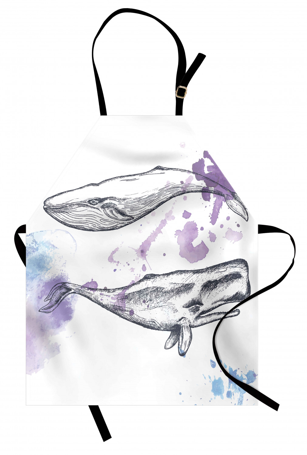 Nautical Whale Apron Unisex Kitchen Bib with Adjustable Neck Cooking