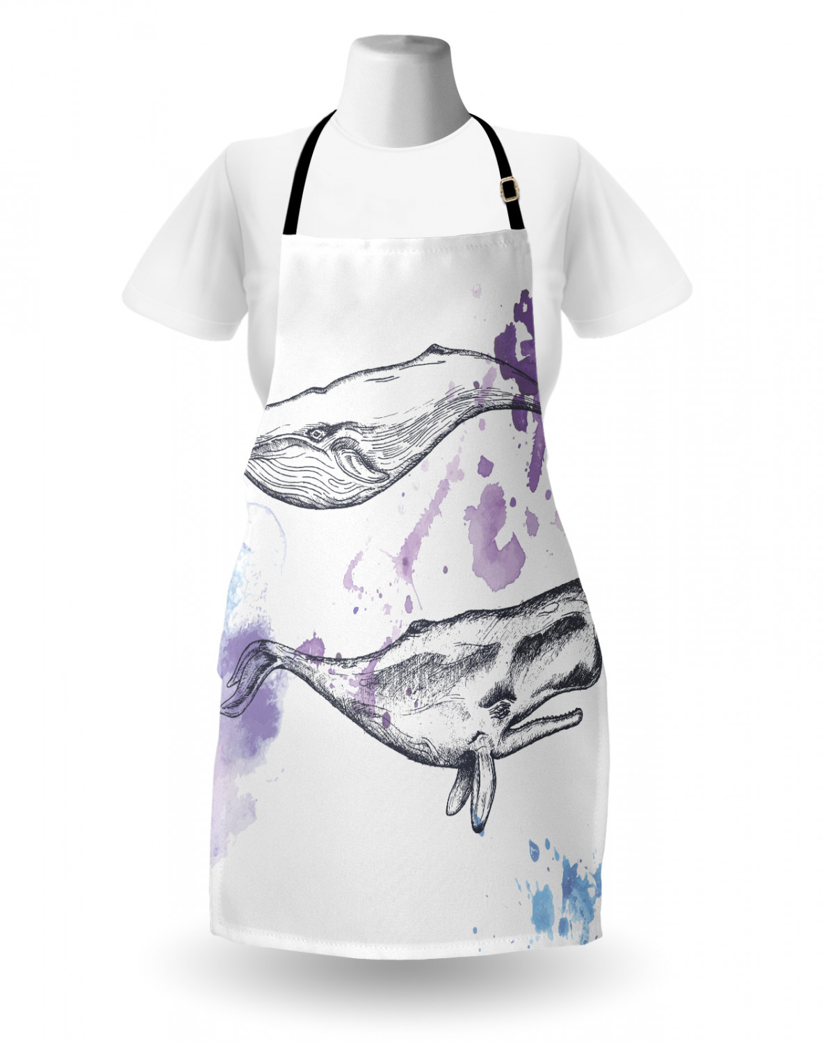 Nautical Whale Apron Unisex Kitchen Bib with Adjustable Neck Cooking