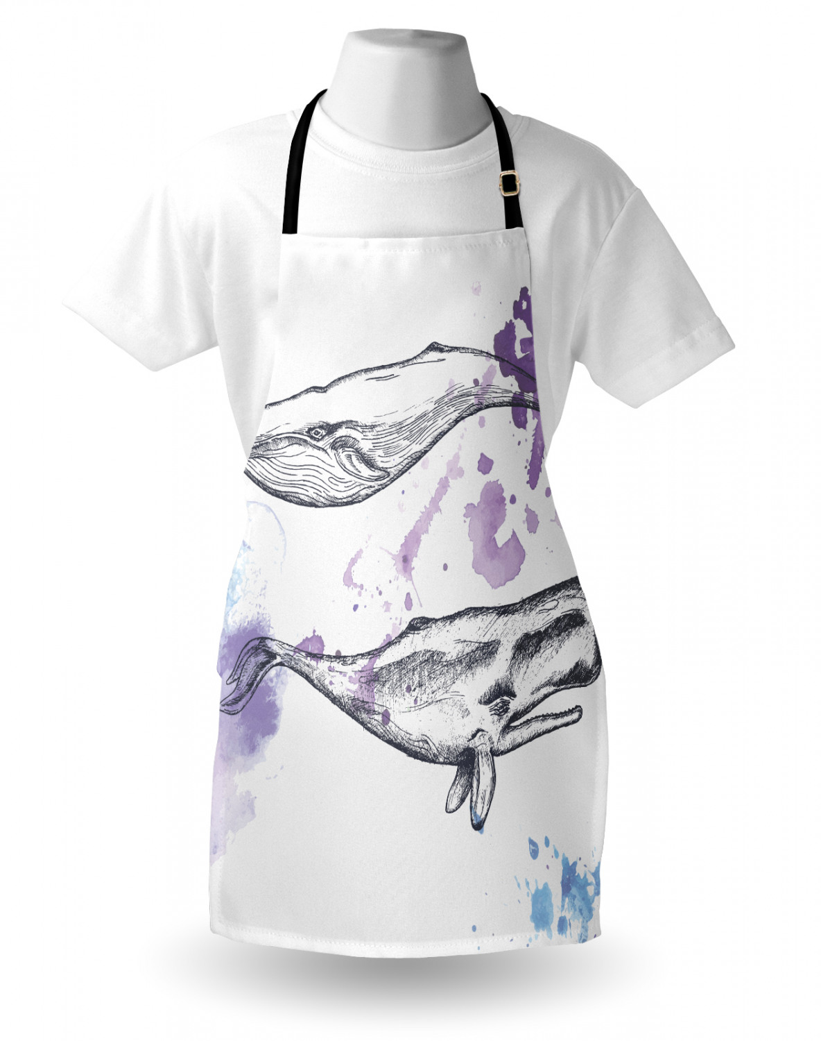 Nautical Whale Apron Unisex Kitchen Bib with Adjustable Neck Cooking