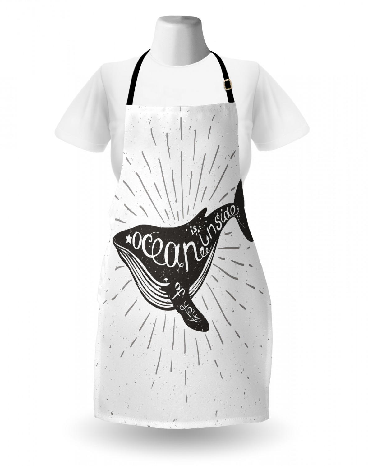 Nautical Whale Apron Unisex Kitchen Bib with Adjustable Neck Cooking