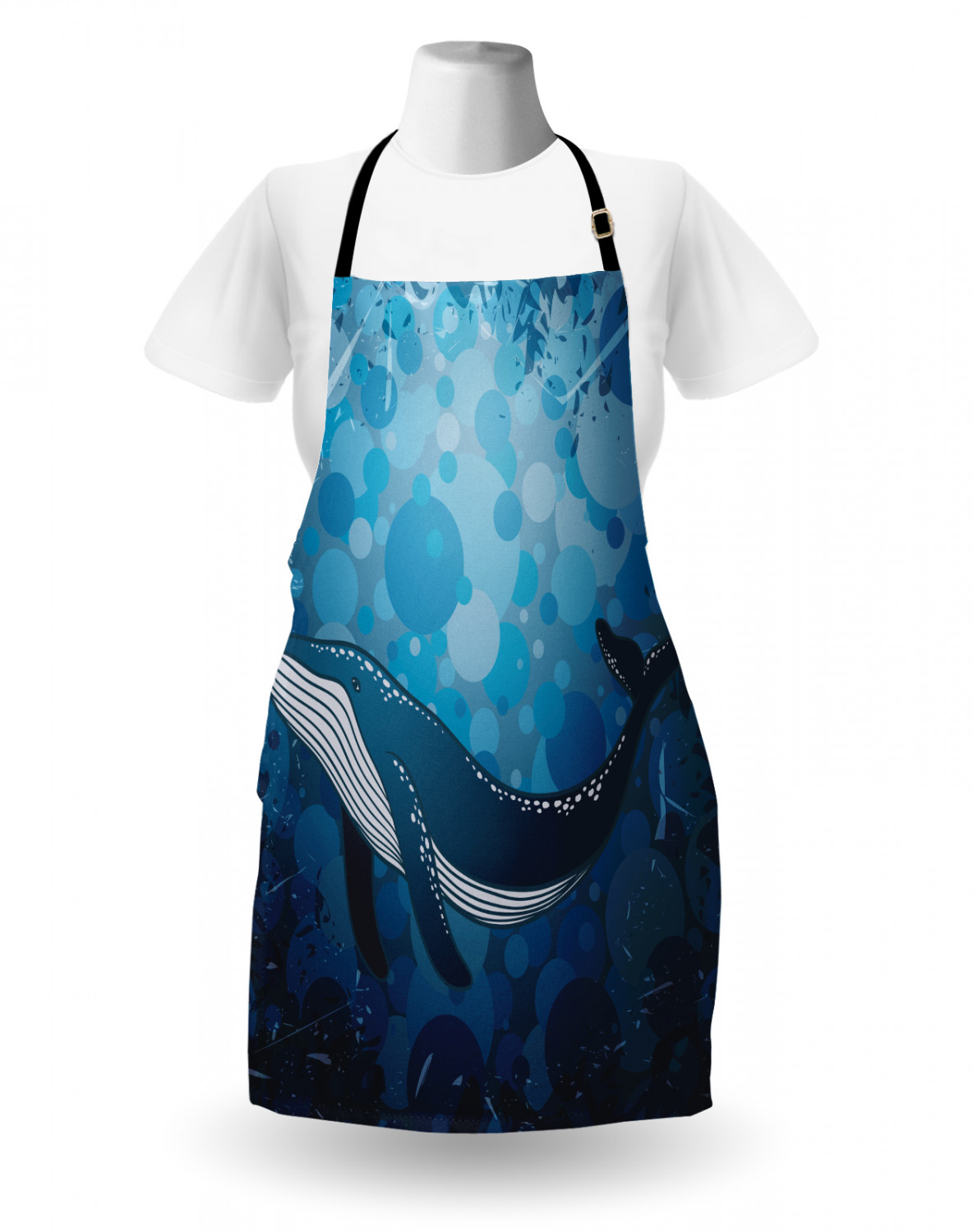 Nautical Whale Apron Unisex Kitchen Bib with Adjustable Neck Cooking