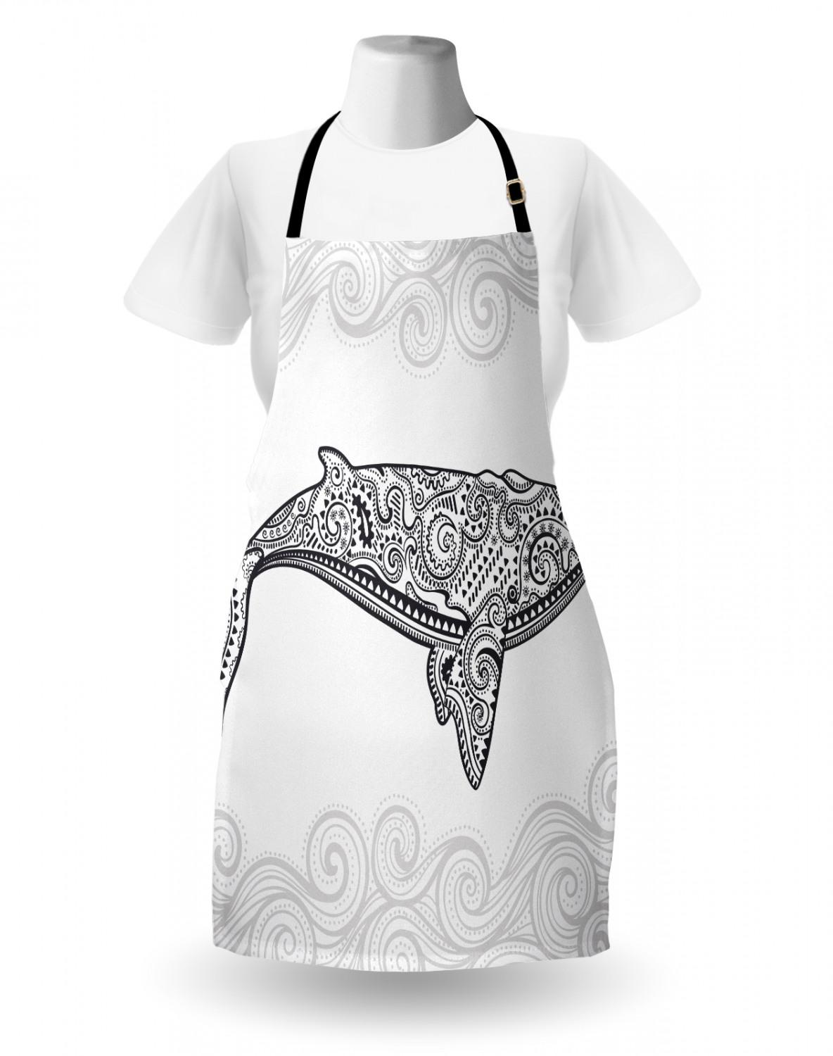 Nautical Whale Apron Unisex Kitchen Bib with Adjustable Neck Cooking