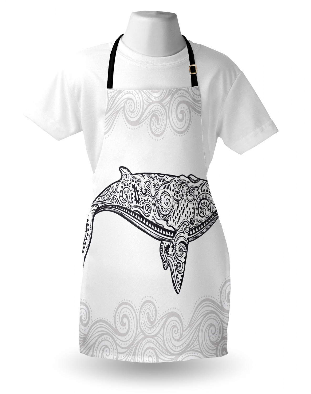 Nautical Whale Apron Unisex Kitchen Bib with Adjustable Neck Cooking