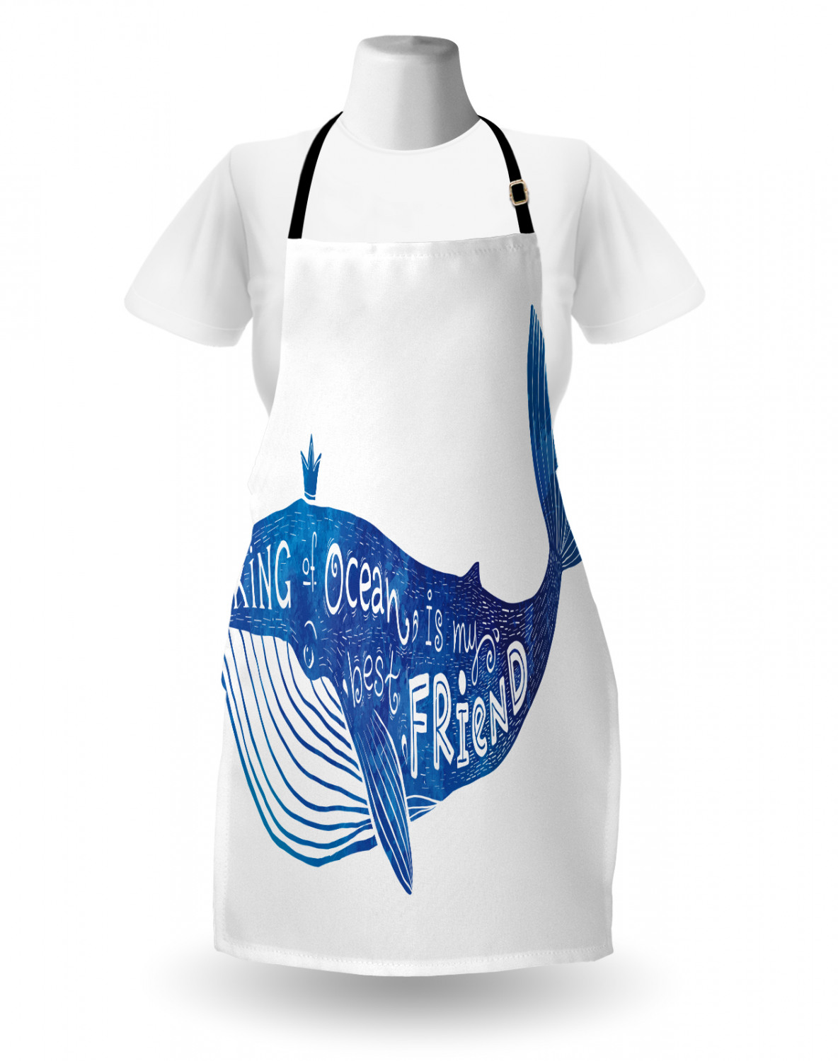 Nautical Whale Apron Unisex Kitchen Bib with Adjustable Neck Cooking