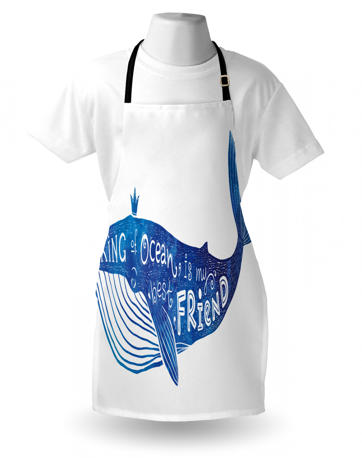 Nautical Whale Apron Unisex Kitchen Bib with Adjustable Neck Cooking