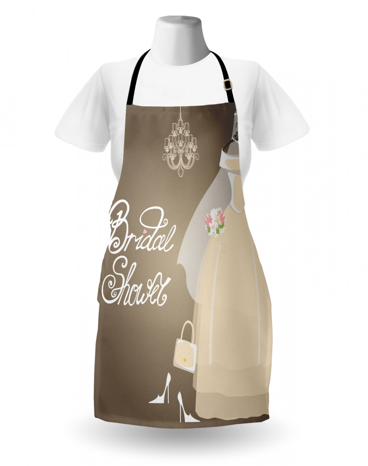 Wedding Apron Unisex Kitchen Bib with Adjustable Neck for Cooking Baking