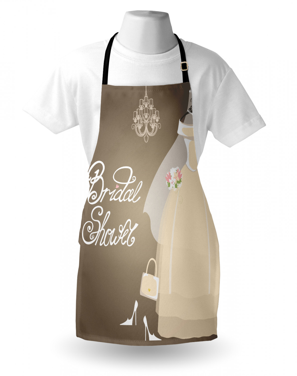 Wedding Apron Unisex Kitchen Bib with Adjustable Neck for Cooking Baking