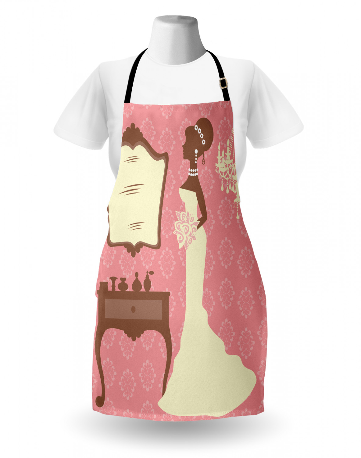 Wedding Apron Unisex Kitchen Bib with Adjustable Neck for Cooking Baking