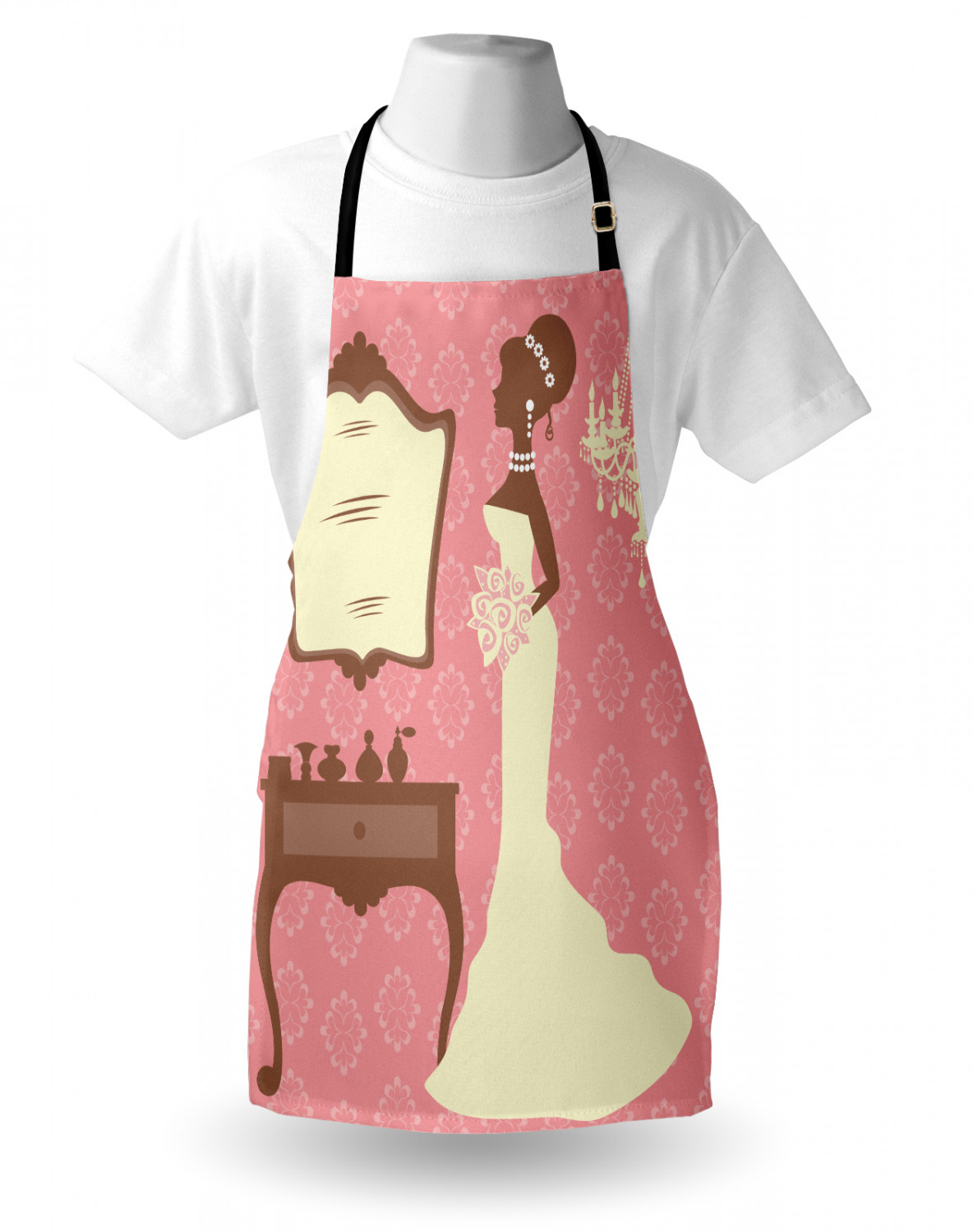 Wedding Apron Unisex Kitchen Bib with Adjustable Neck for Cooking Baking