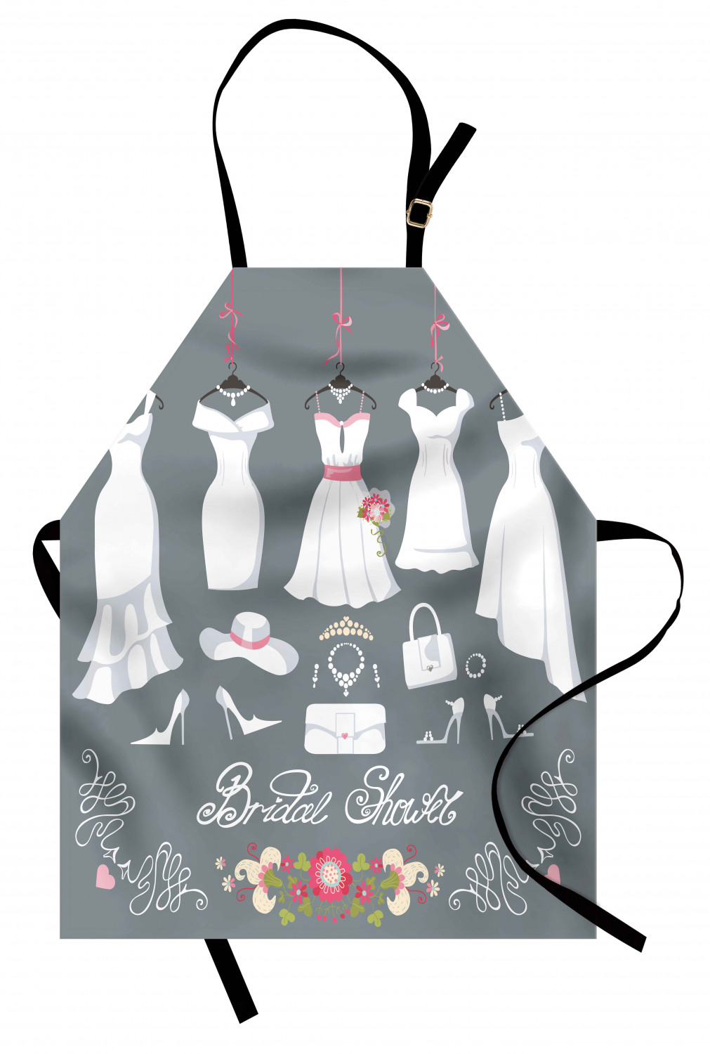 Wedding Apron Unisex Kitchen Bib with Adjustable Neck for Cooking Baking