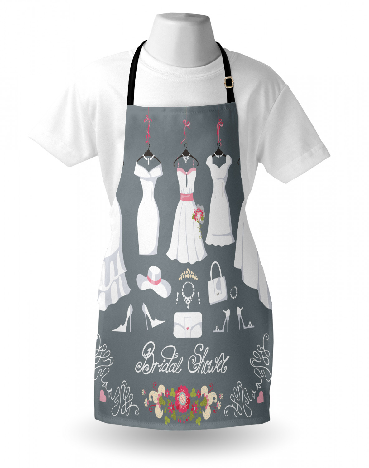 Wedding Apron Unisex Kitchen Bib with Adjustable Neck for Cooking Baking