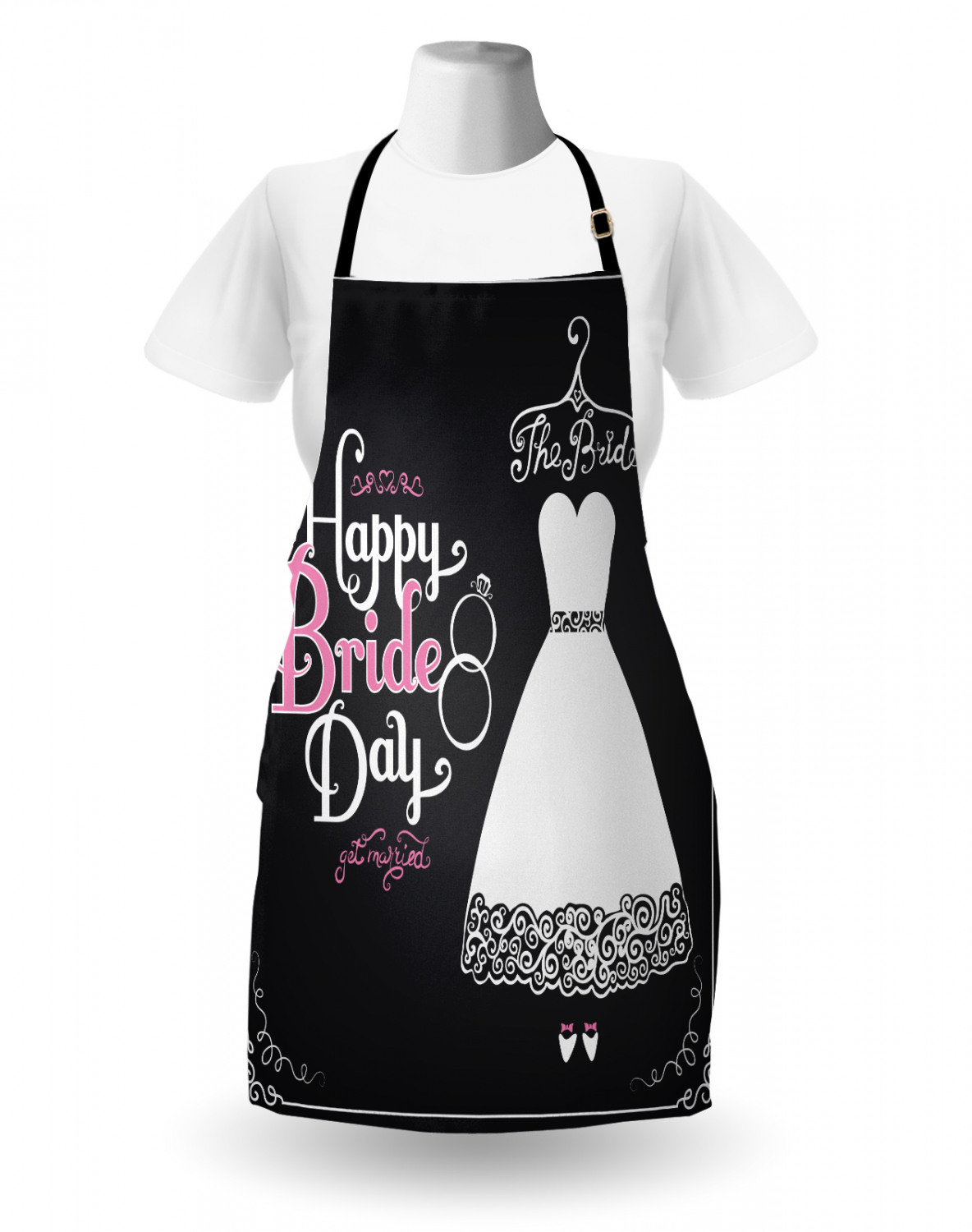 Wedding Apron Unisex Kitchen Bib with Adjustable Neck for Cooking Baking