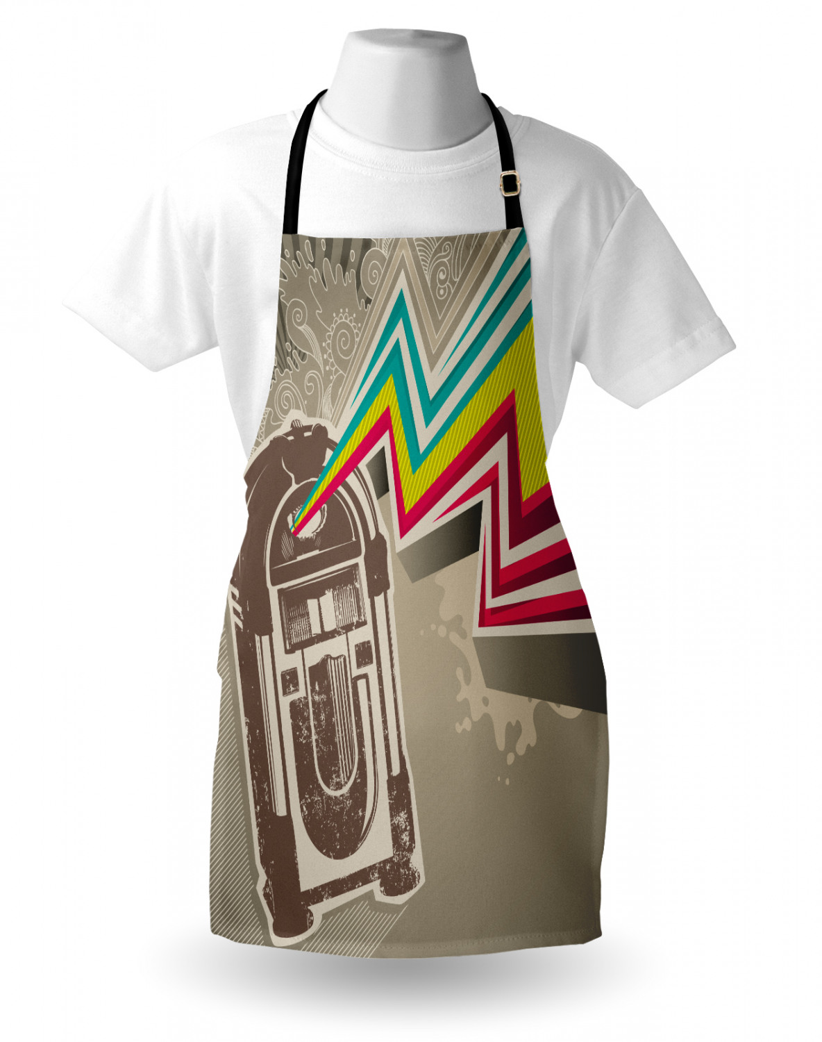 Ambesonne Retro Apron Unisex Kitchen Bib with Adjustable Neck Cooking Baking