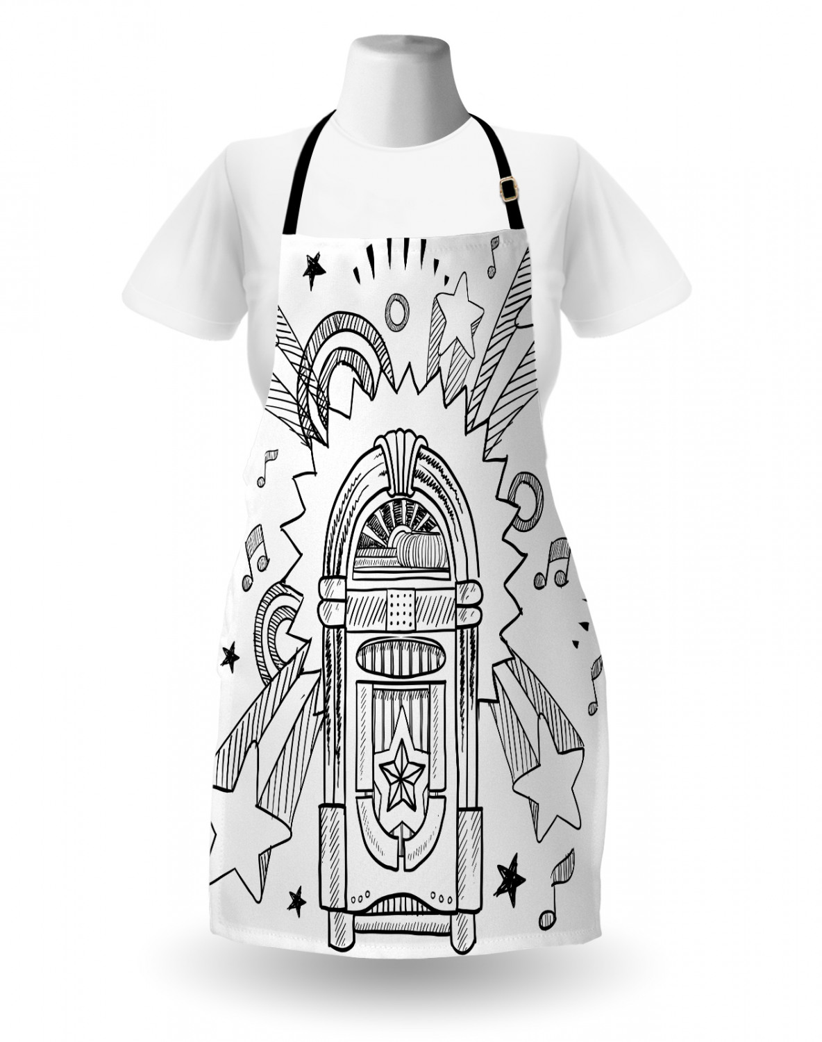 Ambesonne Retro Apron Unisex Kitchen Bib with Adjustable Neck Cooking Baking