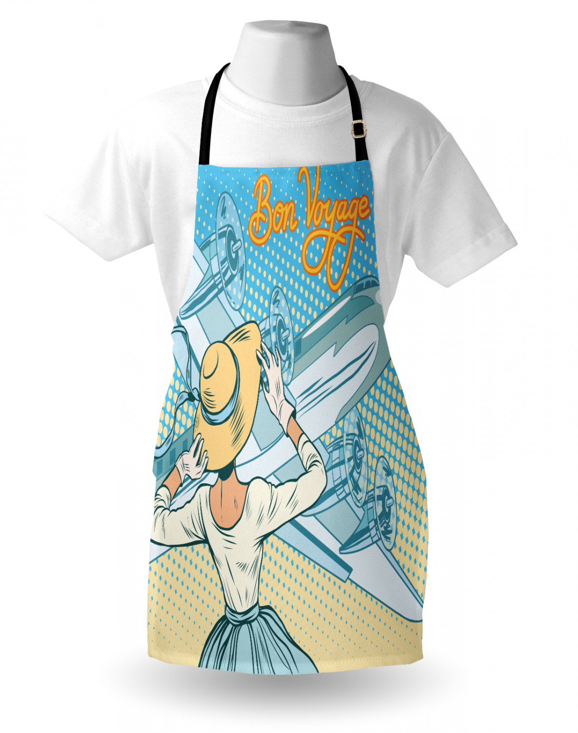 Ambesonne Retro Apron Unisex Kitchen Bib with Adjustable Neck Cooking Baking