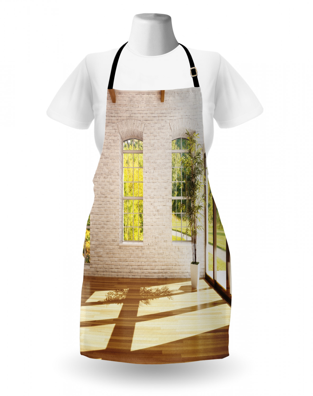 Ambesonne White Apron Unisex Kitchen Bib with Adjustable Neck Cooking Baking