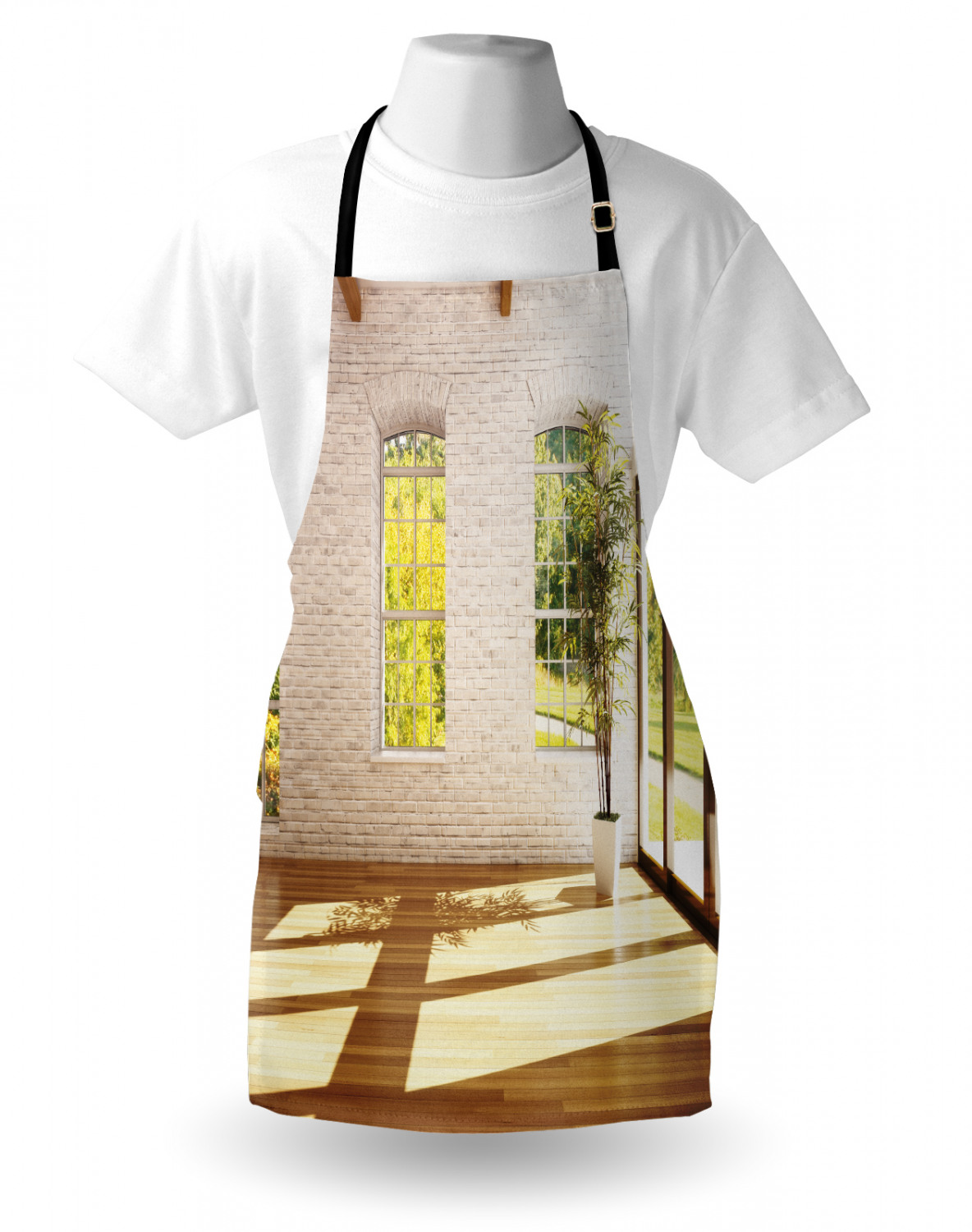 Ambesonne White Apron Unisex Kitchen Bib with Adjustable Neck Cooking Baking