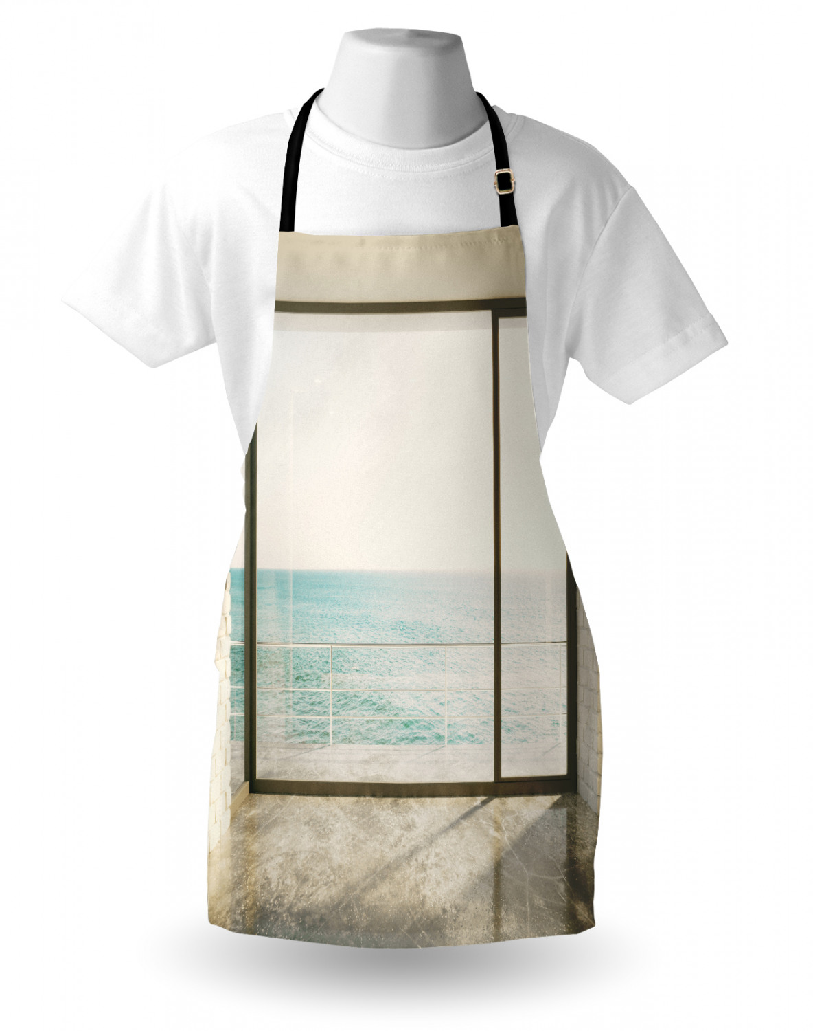 Ambesonne White Apron Unisex Kitchen Bib with Adjustable Neck Cooking Baking