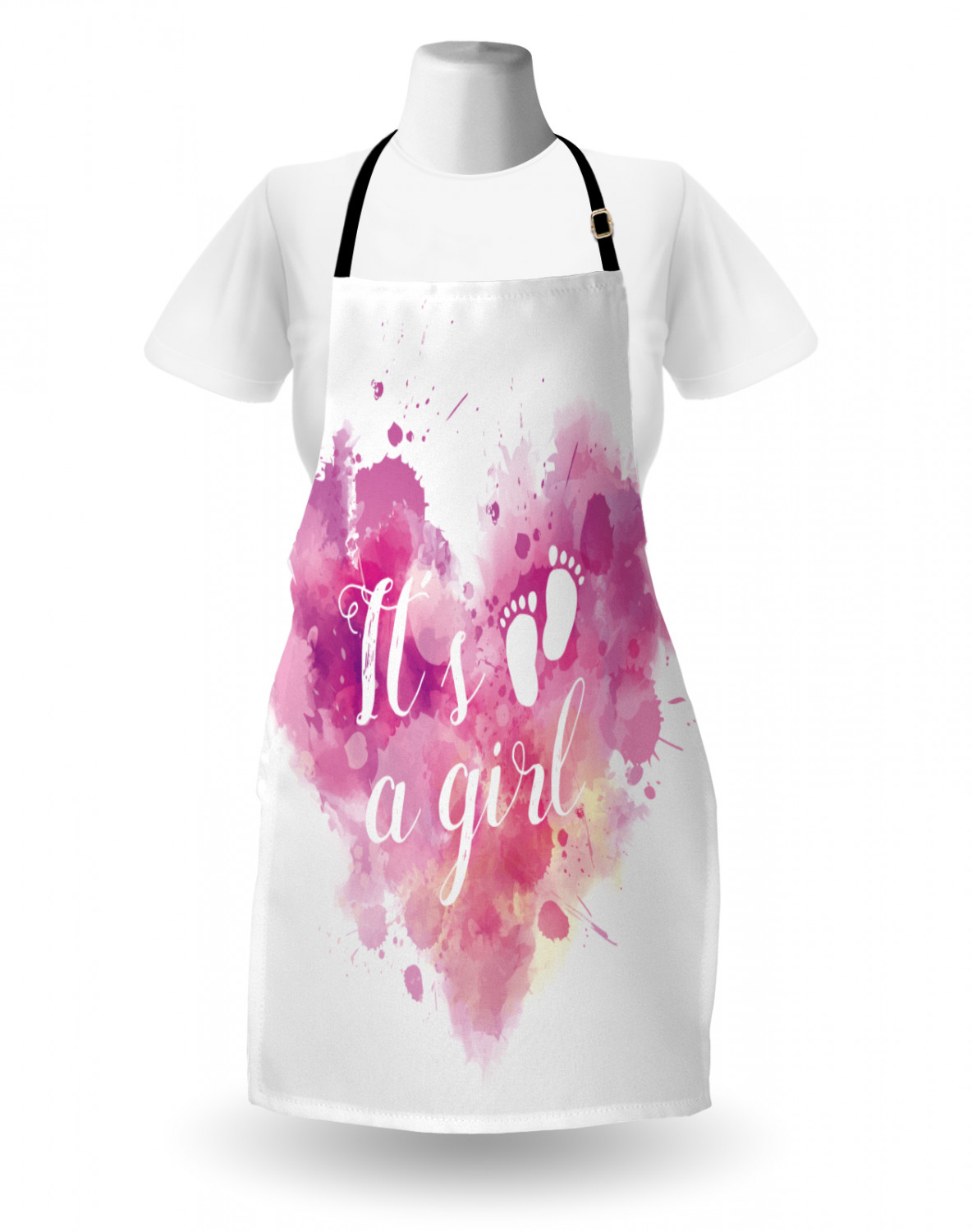 Ambesonne Pinkish Apron Unisex Kitchen Bib with Adjustable Neck Cooking Baking