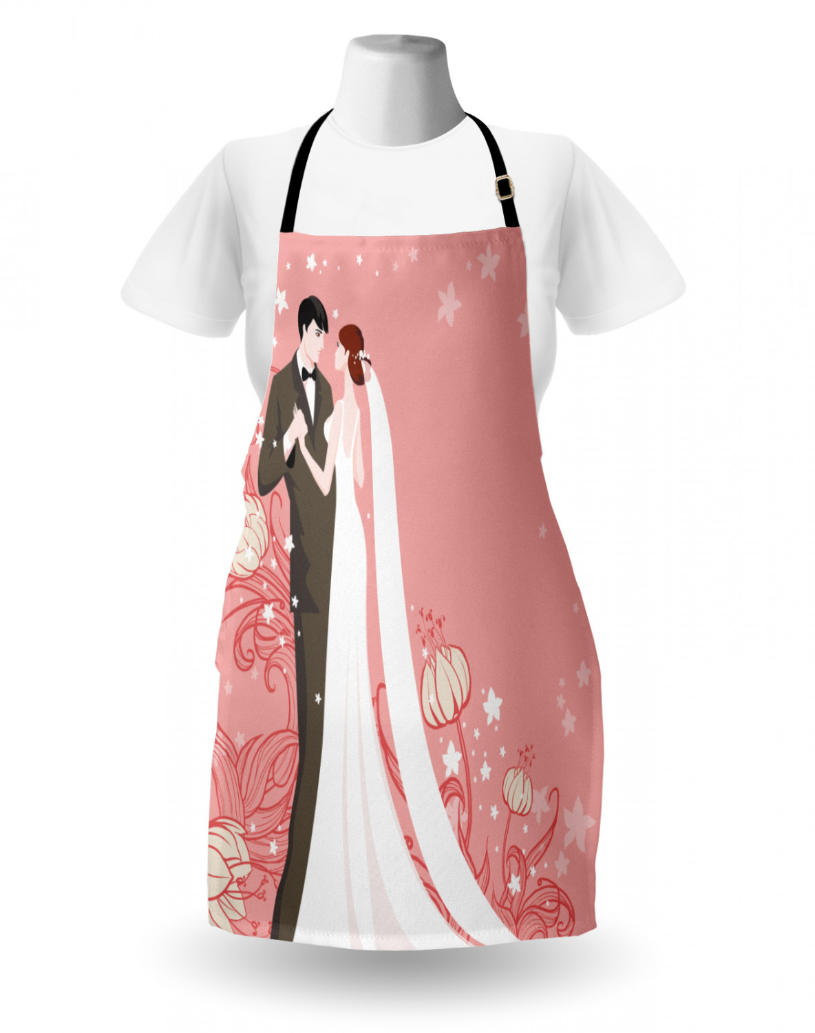 Ambesonne Pinkish Apron Unisex Kitchen Bib with Adjustable Neck Cooking Baking