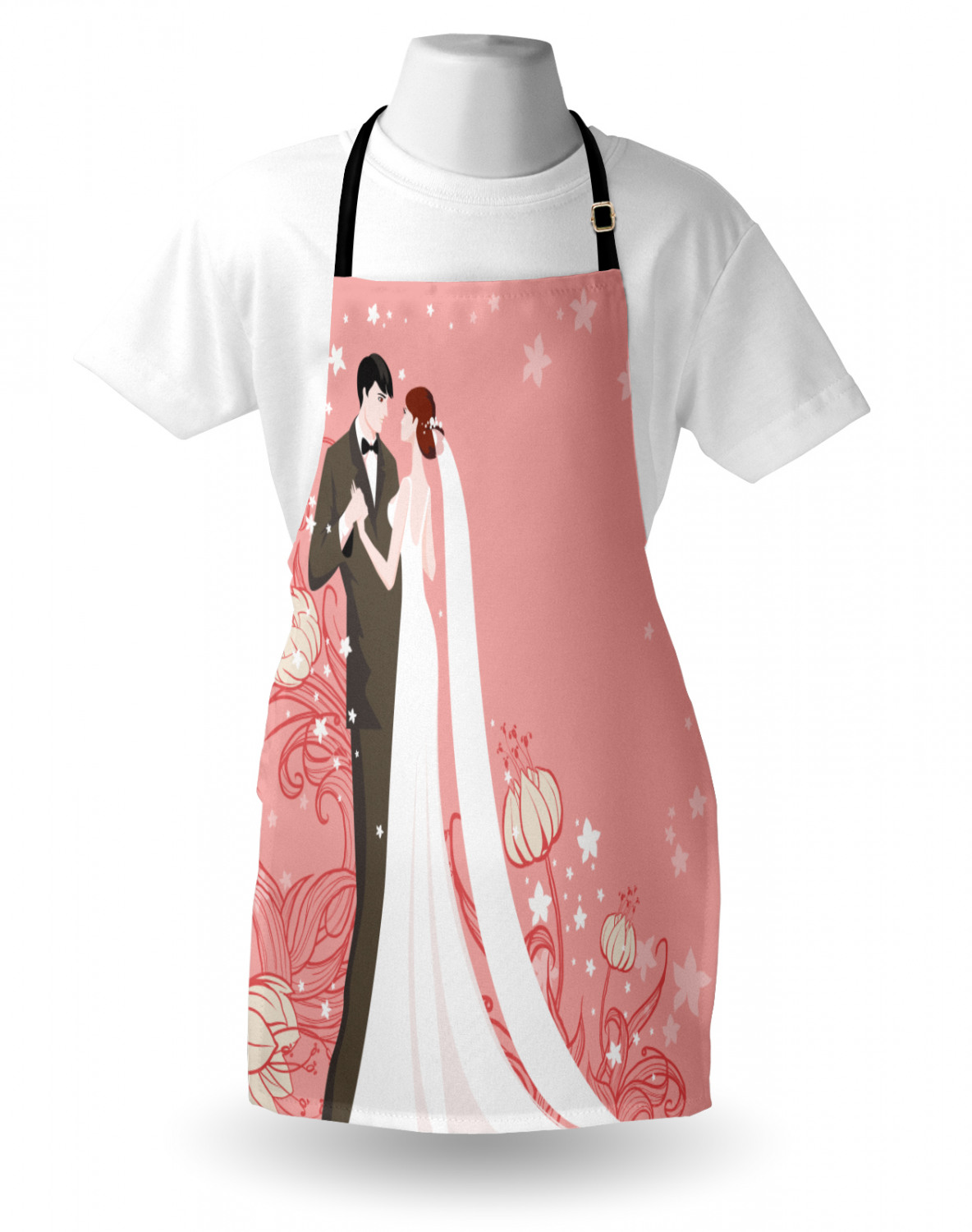 Ambesonne Pinkish Apron Unisex Kitchen Bib with Adjustable Neck Cooking Baking