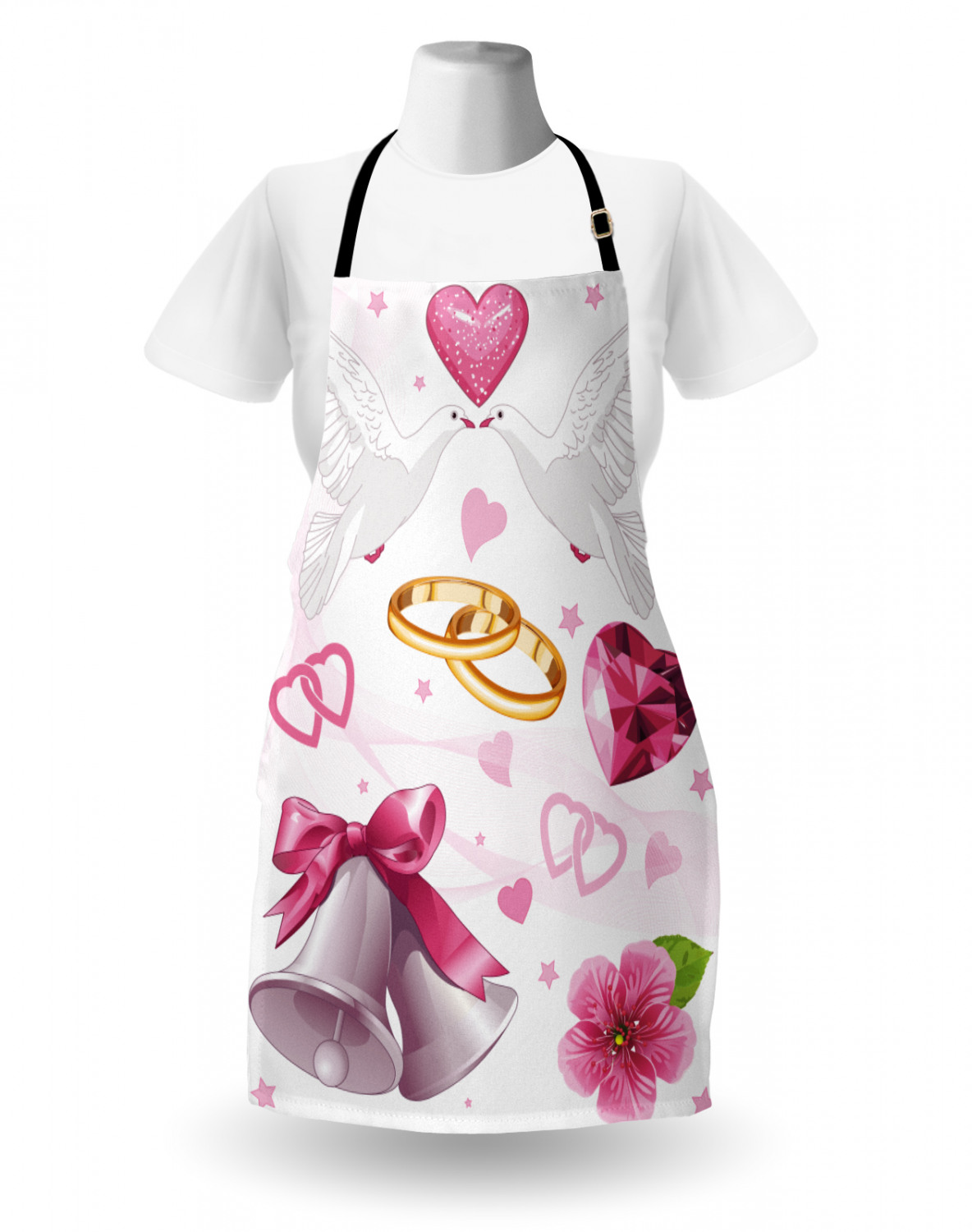 Ambesonne Pinkish Apron Unisex Kitchen Bib with Adjustable Neck Cooking Baking