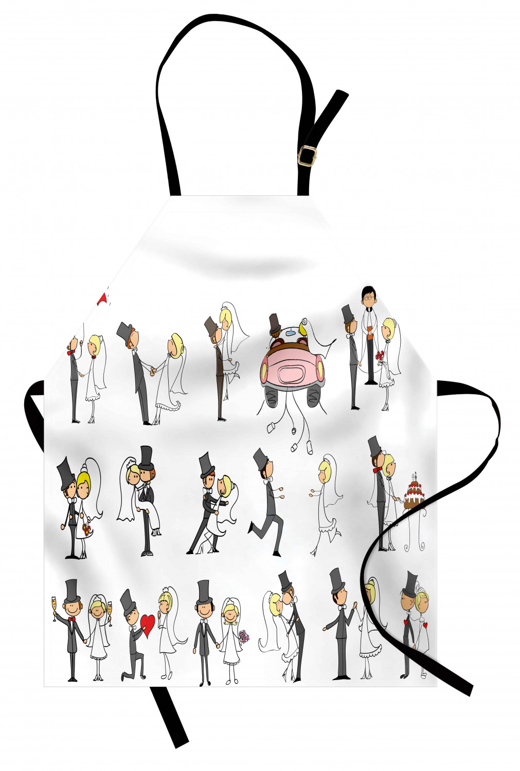 Wedding Apron Unisex Kitchen Bib with Adjustable Neck for Cooking Baking