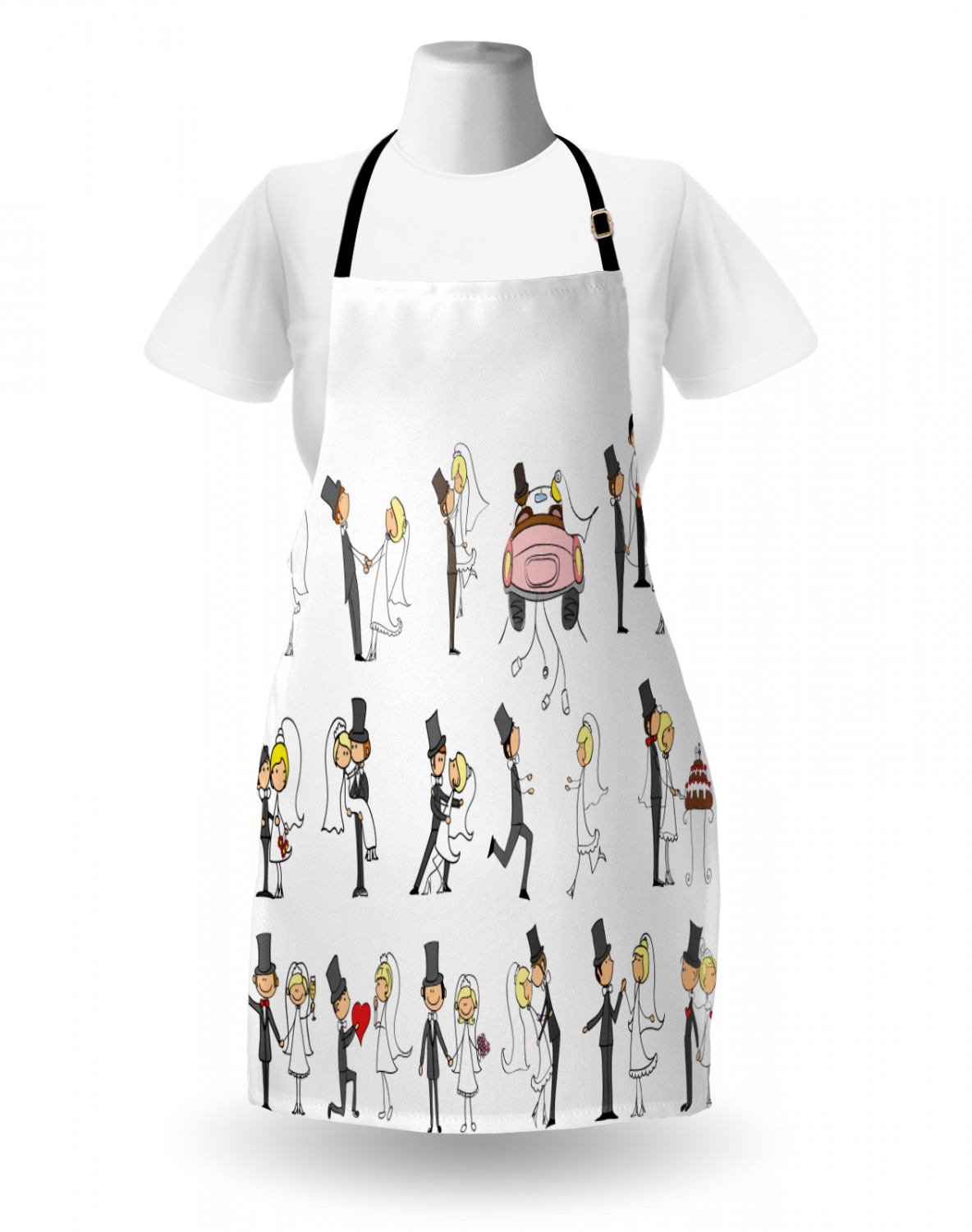 Wedding Apron Unisex Kitchen Bib with Adjustable Neck for Cooking Baking